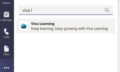 Searching for Viva Learning from ... menu on Teams side rail