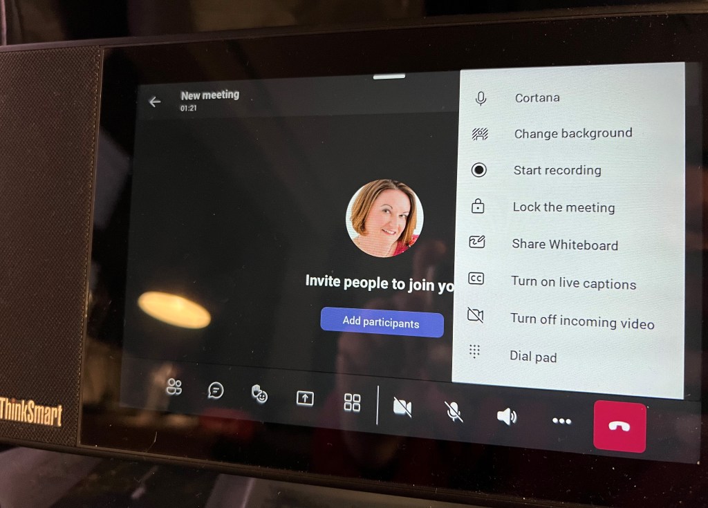 Landscape meeting showing menu from ... menu